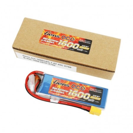 baterie LiPo 7.4V 1600mAh 45C Gens Ace mufa Xt60