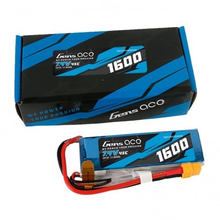 Acumulator LiPo 7.4V 2S 1600mAh 45C Gens Ace mufa XT60
