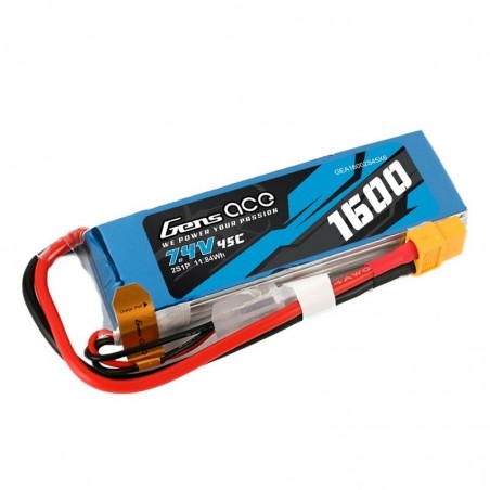 Acumulator LiPo 7.4V 2S 1600mAh 45C Gens Ace mufa XT60