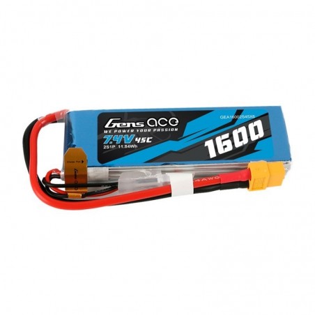 Acumulator LiPo 7.4V 2S 1600mAh 45C Gens Ace mufa XT60