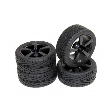 Set roti automodel asfalt 5 spite negre 1:10 (4 buc) - 1 - 3728