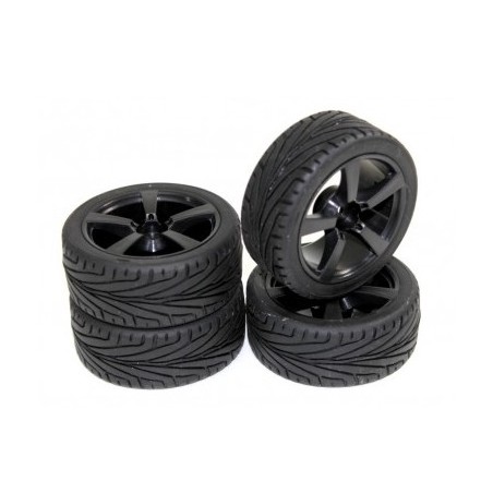Set roti automodel asfalt 5 spite negre 1:10 (4 buc) - 2 - 3728