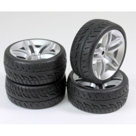 Set roti automodel asfalt 10 spite negre 1:10 (4 buc)