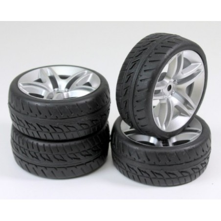 Set roti automodel asfalt 10 spite negre 1:10 (4 buc)