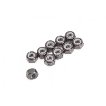 Piulite Aluminiu M3 negre cu opritor 10buc - 1 - 3916